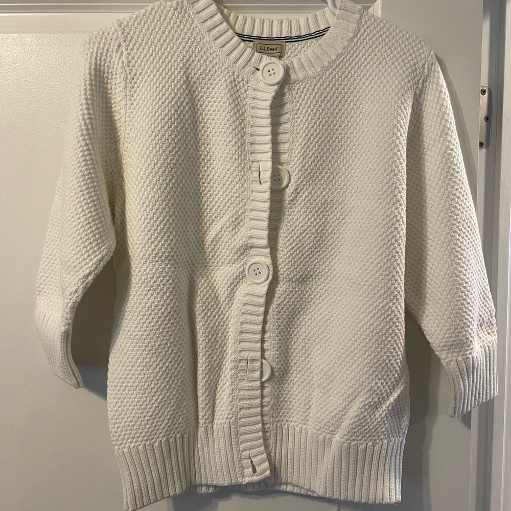 White LL Bean cardigan